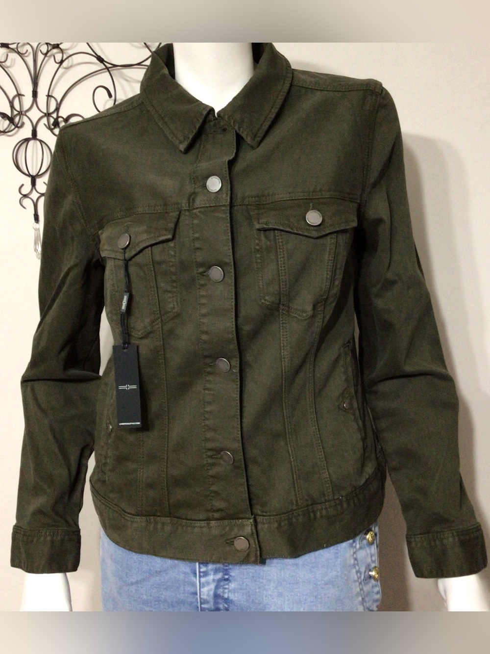 Liverpool Olive Green Denim-Style Jacket